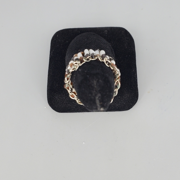 2 Tone Brown White Sead Bead Ring - Picture 4 of 6